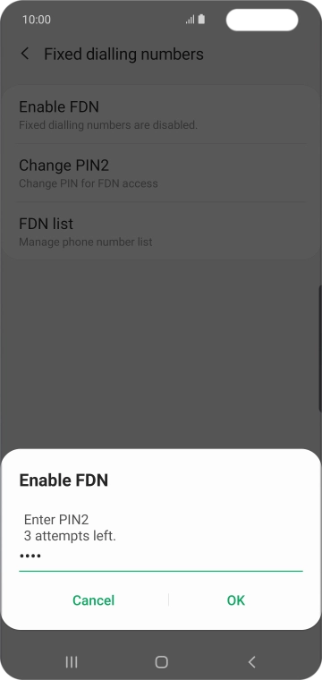 Key in your PIN2 and press OK. The default PIN2 is 0000.