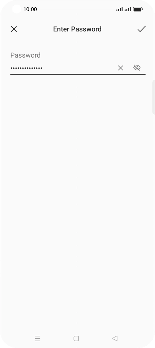 Key in the password for the Wi-Fi network and press the confirm icon.