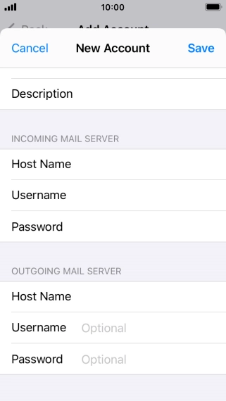 Press Username and key in the username for your email account.