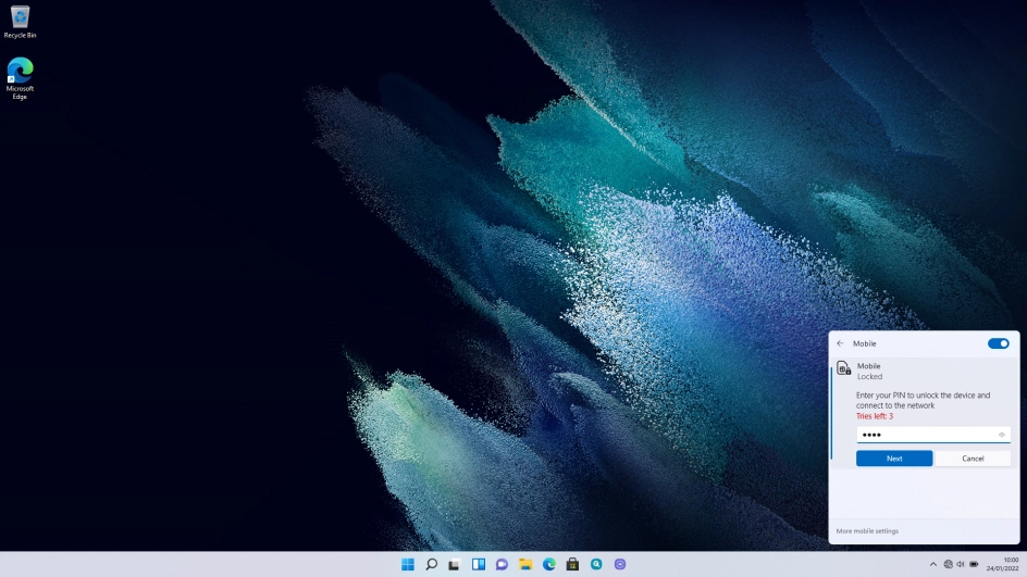 Key in your PIN and click Next. The default PIN is 1111.