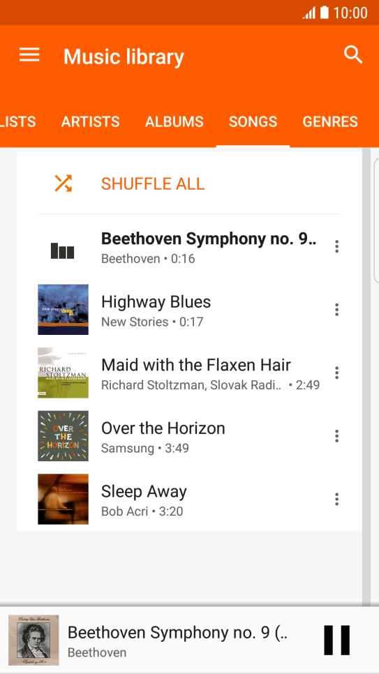 Press the song title at the bottom of the screen.