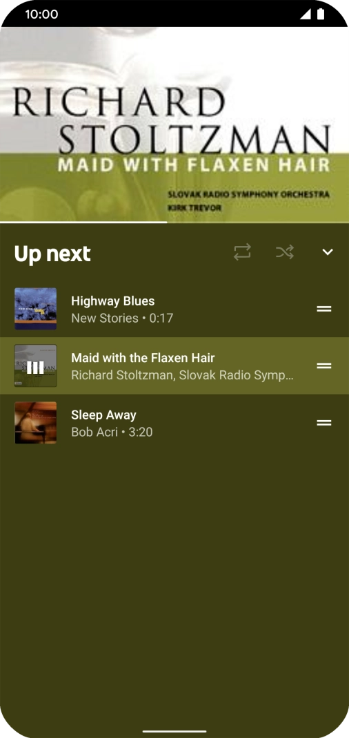Press the repeat icon to turn the function on or off.