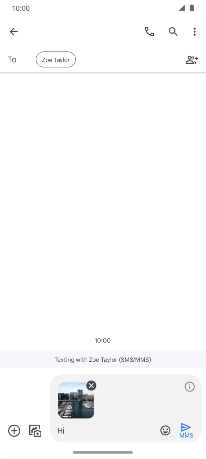 Press the send icon when you've finished your MMS.