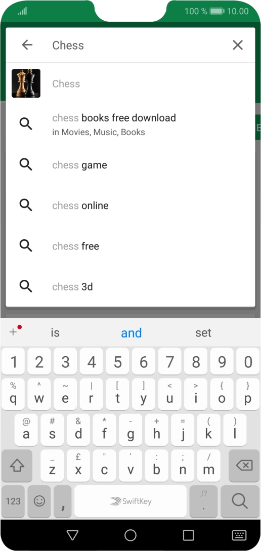 Key in the name or subject of the required app and press the search icon.