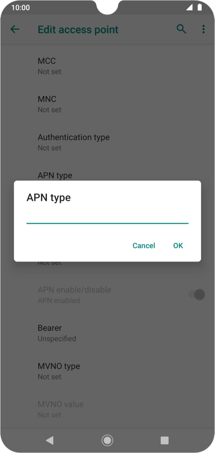 Key in default and press OK.