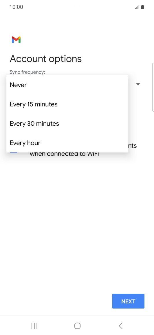 Press the required setting.