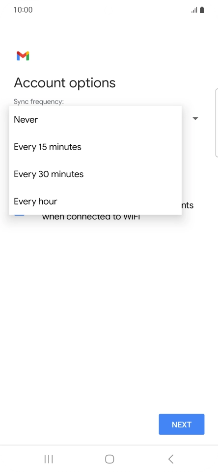 Press the required setting.