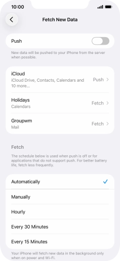 If you turn off the function, press the required setting.