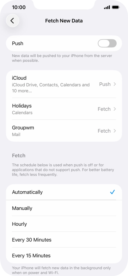 If you turn off the function, press the required setting.