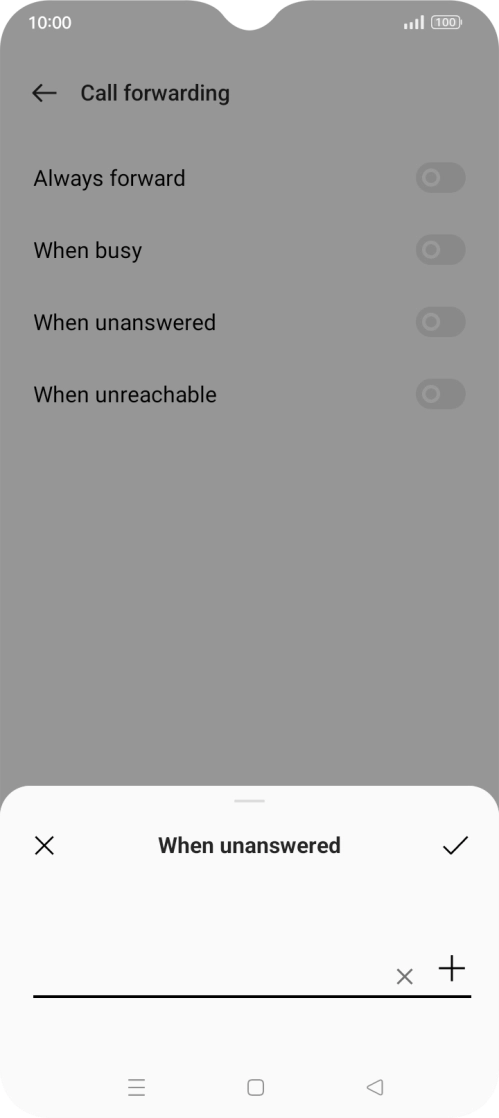 Key in +447953222222 and press the confirm icon.