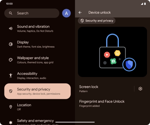 Press Screen lock and key in the additional phone lock code you created earlier.