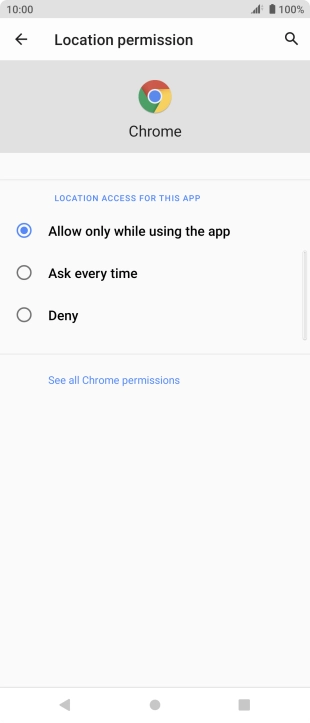 Press the required setting.