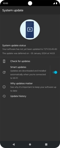 Press Check for updates. If a new software version is available, it's displayed. Follow the instructions on the screen to update the phone software.