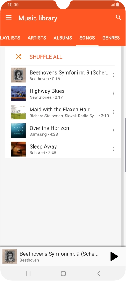 Press the required audio file.