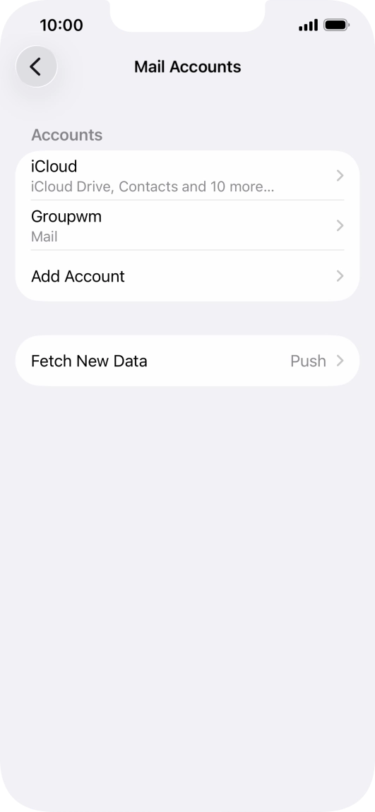 Press the name of the email account you've just set up.