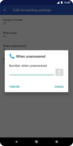 Key in +447953222222 and press TURN ON.