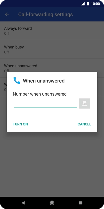 Key in +447953222222 and press TURN ON.