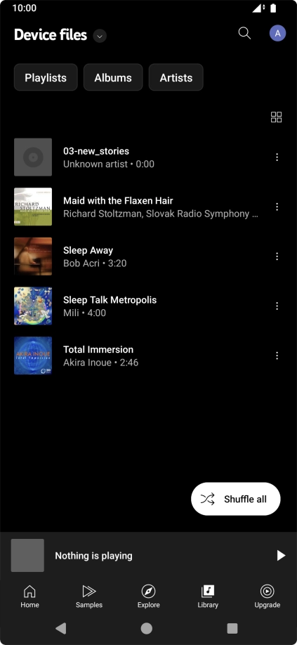 Press the required audio file.