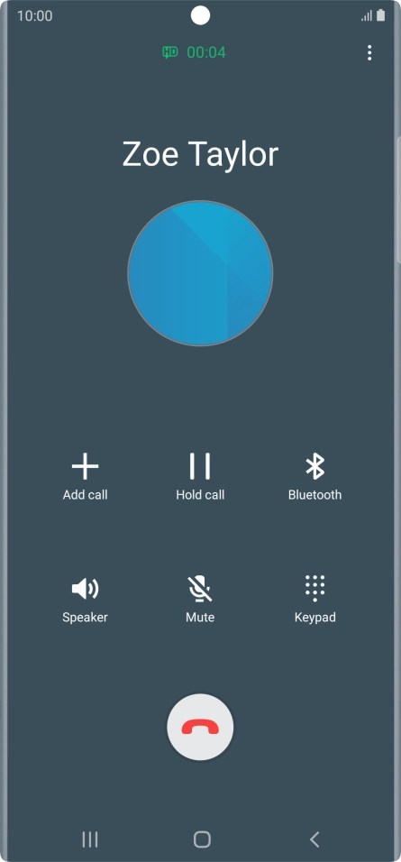 Press the end call icon.