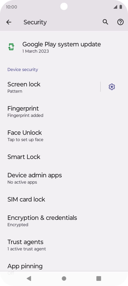 Press Screen lock and key in the additional phone lock code you created earlier.