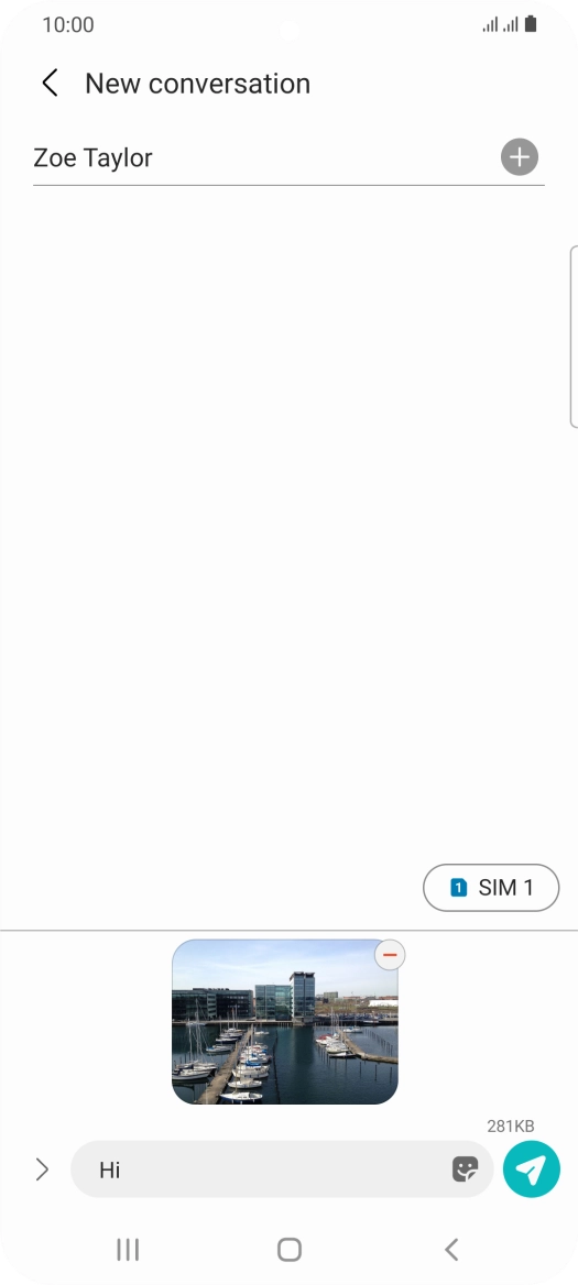 Press the send icon when you've finished your MMS.