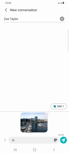 Press the send icon when you've finished your MMS.