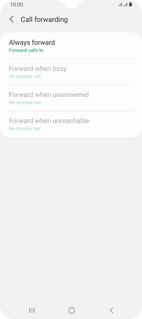 Press the required divert type.