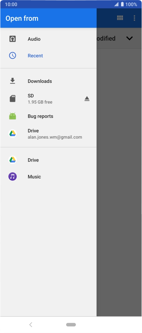 Press Audio and go to the required folder.