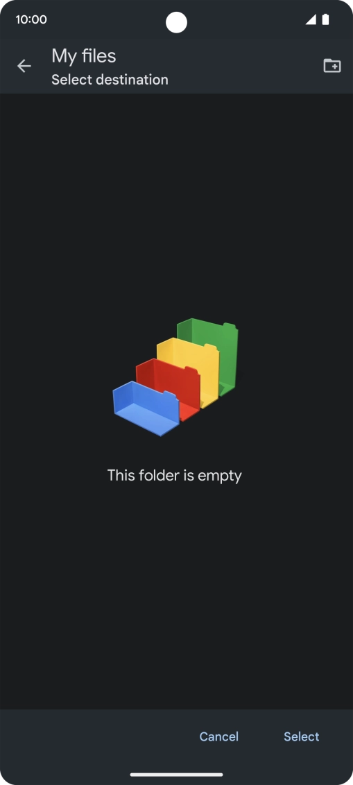 To create a new folder, press the new folder icon and follow the instructions on the screen to create a new folder.