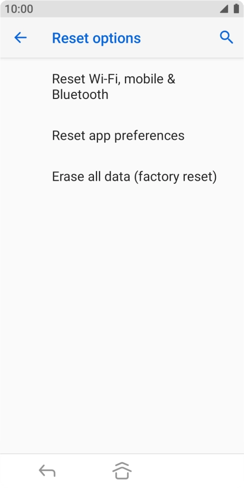 Press Erase all data (factory reset).