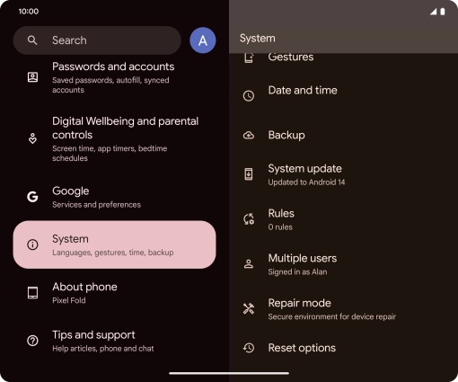 Press System update. If a new software version is available, it's displayed. Follow the instructions on the screen to update the phone software.