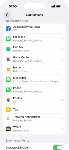 Press the required application.