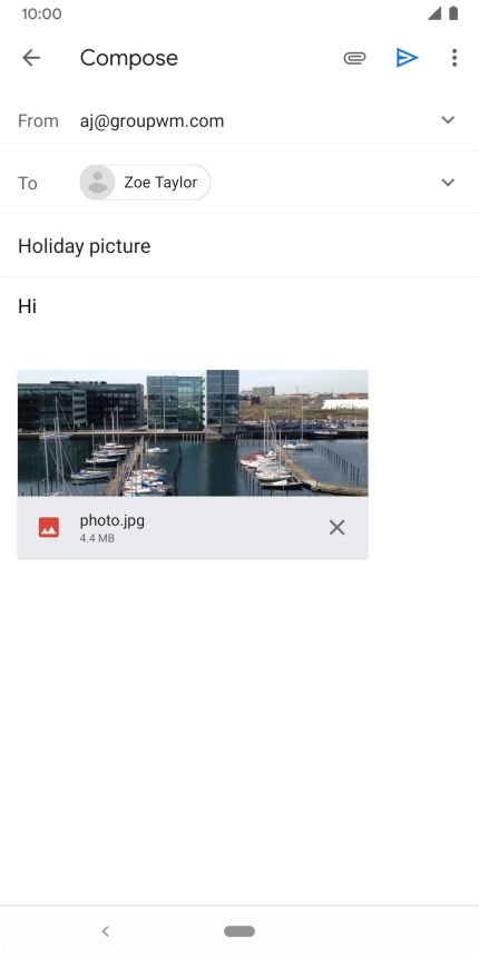 Press the send icon when you've finished your email.