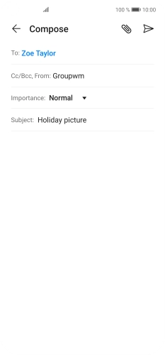 Press the text input field and write the text for your email.