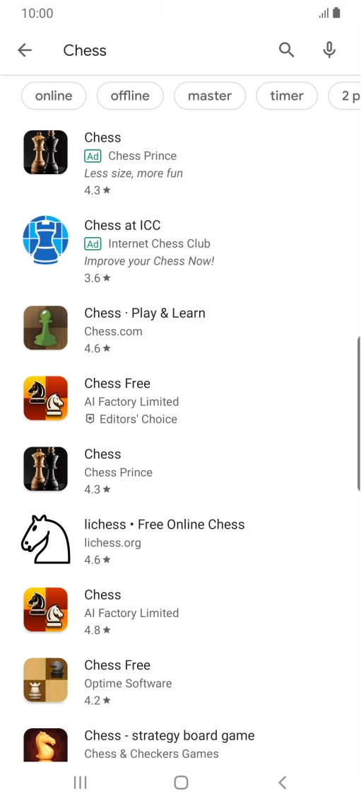 Press the required app.