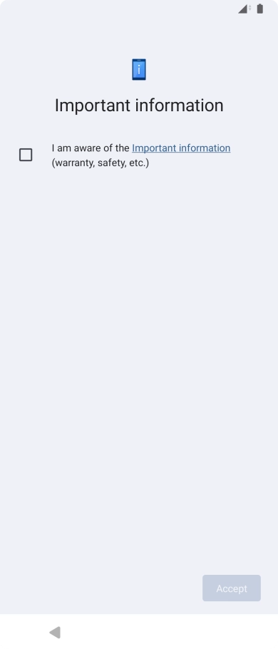 Press the field to accept the terms and conditions.