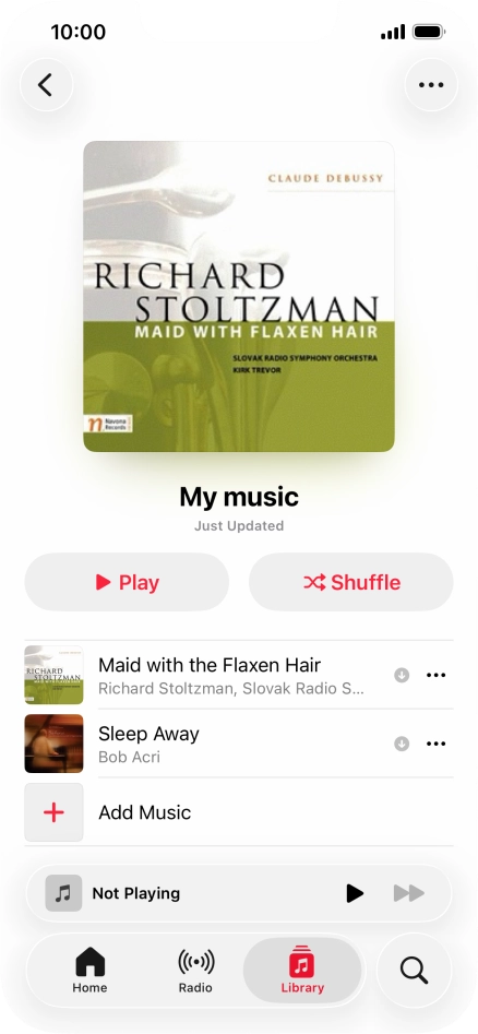 Go to the required category or playlist and press the required audio file.