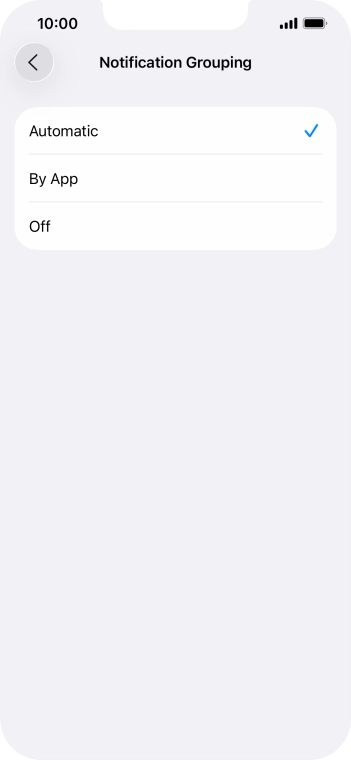 Press the required setting.