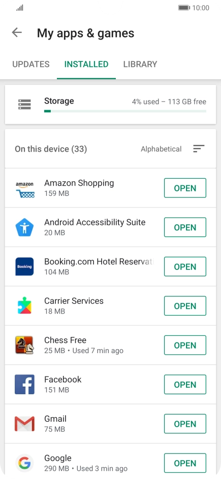 Press the required app.