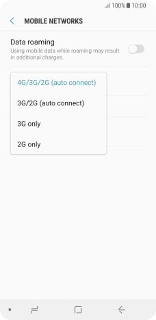 Press the required network mode.