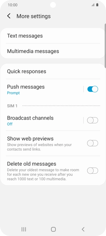 Press Text messages.