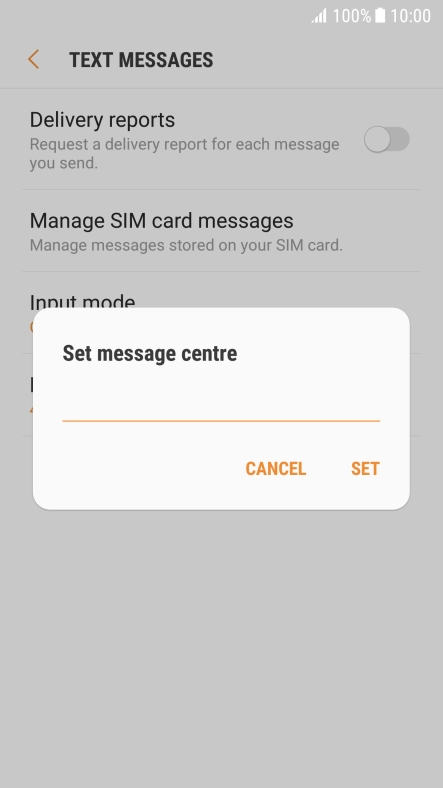 Key in +447958879879 and press SET.