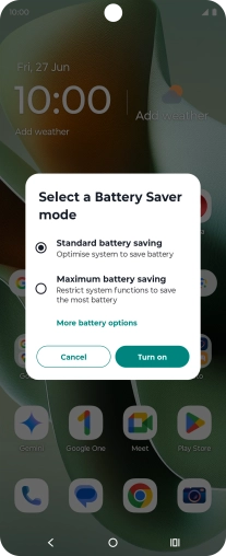 Press Turn on to turn on the function.