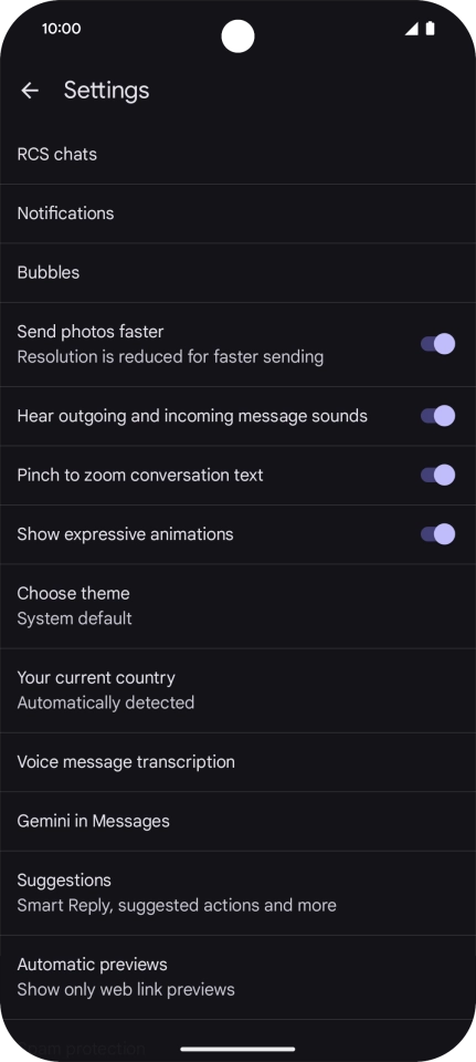Press Gemini in Messages.