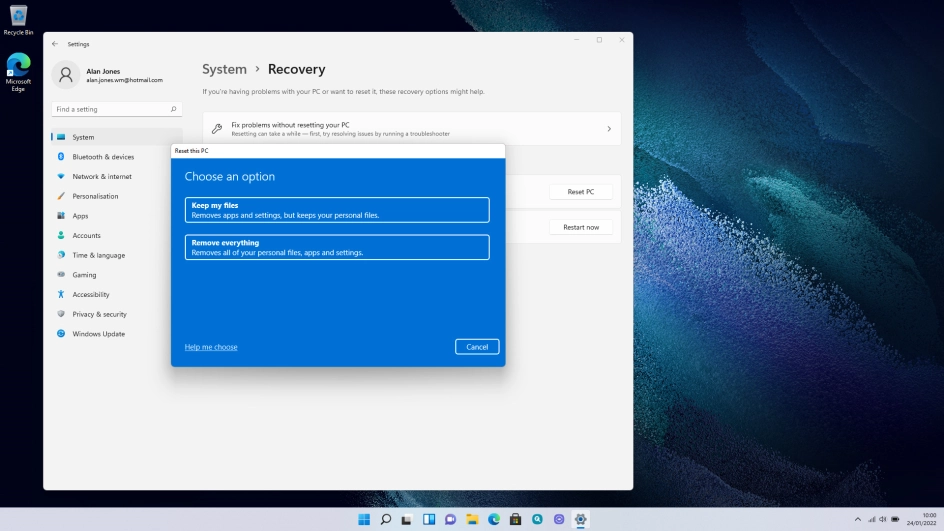 Click Remove everything.