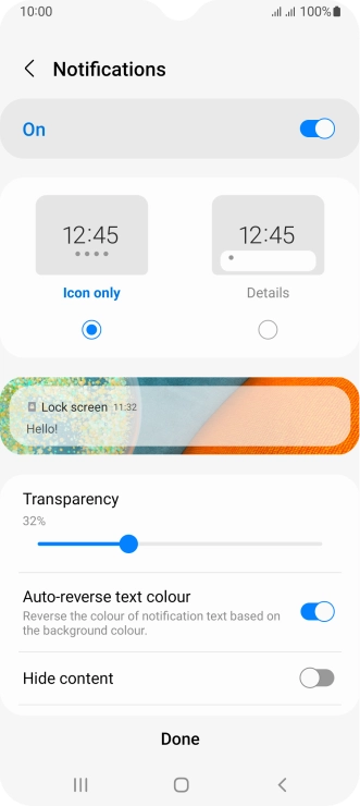 Press the required settings to turn them on or off.