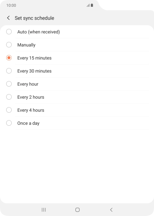 Press the required setting.