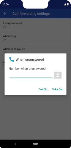 Key in +447953222222 and press TURN ON.