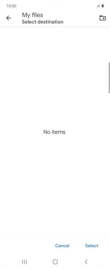 To create a new folder, press the new folder icon and follow the instructions on the screen to create a new folder.