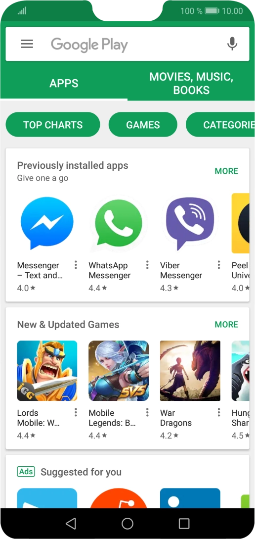 Slide your finger right starting from the left side of the screen.